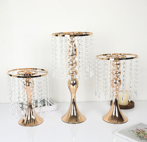 Support de centre de table en cristal européen, bougeoir en métal pour fleurs, décoration de table pour mariage et fête - Product Image 4