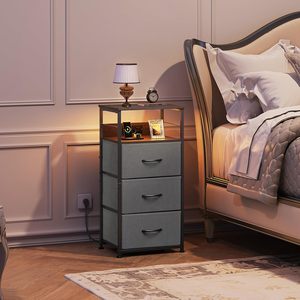 Hot Selling <b>Drawer</b> Storage Cabinet 3 <b>Drawer</b> Dresser Organizer Fabric Storage <b>Chest</b> Large Capacity Organizer Bedside Table - Product Image 1