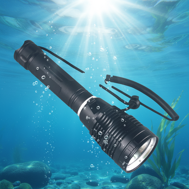 Super Bright XHP70 LED Aluminum Alloy Tactical Diving Flashlight IP68 Waterproof USB Rechargeable 1000 Lumens 400-500M Beam
