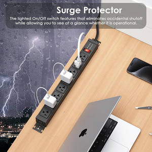 Protector de Sobretensión Metálico de Alta Resistencia de 20A con 8 Tomas de Corriente y Soporte Multiángulo, Enchufe de Extensión con Ranura en T 6-20R - Product Image 4