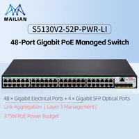 Conmutador Empresarial H3C S5130V2-52P Serie de 52 Puertos Gigabit, Capa 2, Administrado, Doble Apilamiento, POE, para Campus y Redes