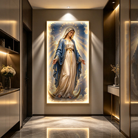 Décoration Murale Religieuse Moderne LED Vierge Marie, Halo Lumineux, Lumières de Prière Catholique en Cristal, Base Florale, USB/Prise, Durable, pour la Maison Sacrée