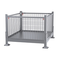 Palette en treillis métallique robuste en acier galvanisé, capacité de 500 à 2000 kg, conteneur en treillis métallique portable et pliable pour entrepôt, empilable