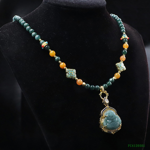 <span class=keywords><strong>Collier</strong></span> de perles de jade du Myanmar Juanyu Dragon, <span class=keywords><strong>collier</strong></span> en pierre naturelle avec pendentif <span class=keywords><strong>Bouddha</strong></span>, <span class=keywords><strong>collier</strong></span> avec pendentif en jadéite de Birmanie - Product Image 1