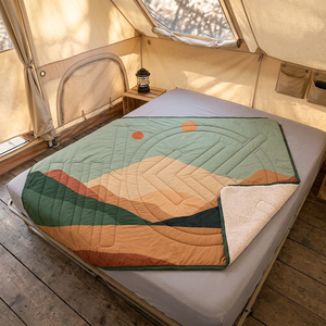 Couverture en polaire Sherpa personnalisable, imprimée, imperméable, légère, portable, pour le camping en plein air, la randonnée, les voyages - Product Image 1