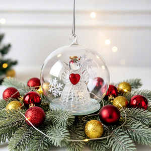 Palline di Natale in Vetro Personalizzate Fatte a Mano di Alta Qualità con Design <span class=keywords><strong>Angelo</strong></span>, Decorazioni Ecologiche per la Casa - Product Image 1