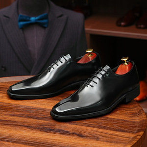 Chaussures habillées Oxford en cuir à bout carré, lacées, doublure en cuir véritable, toutes saisons, pour le bureau et la carrière, formelles pour hommes - Product Image 4