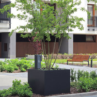 Jardinières en métal peint de mobilier urbain en plein air à l'extérieur du parc de jardin grande boîte à plantes carrée pots de fleurs en acier
