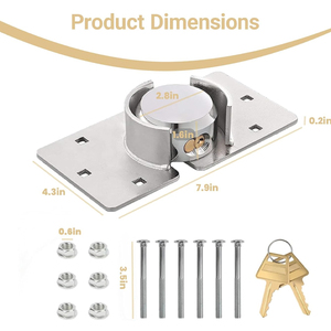 Serrure à cadenas pour <span class=keywords><strong>porte</strong></span> <span class=keywords><strong>de</strong></span> fourgon, à clé identique, robuste, en acier massif, avec loquet <span class=keywords><strong>de</strong></span> 73 mm, pour garage, remise, <span class=keywords><strong>porte</strong></span> <span class=keywords><strong>de</strong></span> fourgon, cadenas <span class=keywords><strong>de</strong></span> sécurité, écrou pour camions, portails, fourgons - Product Image 5