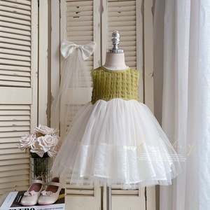 Bebé niñas 2024 verano nuevo bebé <span class=keywords><strong>Pompadour</strong></span> 80% algodón dulce patchwork estampado 95% algodón sin mangas malla pastel vestido - Product Image 5