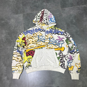 Produttori di <span class=keywords><strong>Abbigliamento</strong></span> Streetwear, <span class=keywords><strong>Felpe</strong></span> con Cappuccio Personalizzate con Cuciture Inverse e Stampa Integrale di Perle e Grafiche Graffiti per <span class=keywords><strong>Uomo</strong></span> - Product Image 1