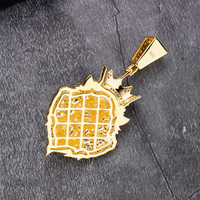 Mode haute qualité bijoux plaqué or cubique Zircon vache en colère dessin animé pour Bling couronne taureau laiton tête pendentif collier pour hommes