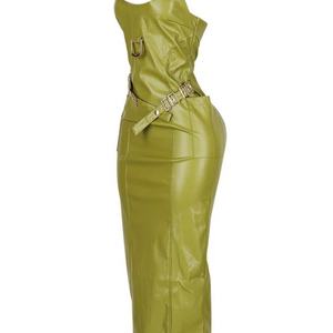 Vestido de Cuero Sintético Sexy de Moda, Estilo Nuevo, Diseño Personalizado, Vestidos Ajustados Casuales para Mujer - Product Image 5