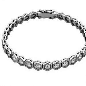 Orelia Luxe S925 Silver Honeycomb Zircon <b>Beaded</b> <b>Bracelet</b> for Women Rhodium Plated Claw Setting Minimalist Jewelry Gift - Product Image 5