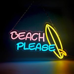 Panneaux lumineux LED néon « Beach Please » à intensité variable, alimentés par USB, lumière d'ambiance, décoration de vitrine, éclairage de rue, personnalisables 5V - Product Image 6