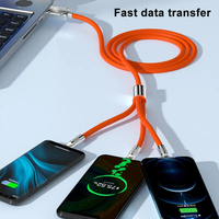 Kabel Usb pengisian daya 3 in 1 Bold 120w 6A, kabel pengisi daya mikro Tipe C warna-warni Super cepat untuk Iphone 15 Android tipe C