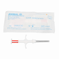 Mikrocip Hewan Bersertifikat ICAR FDX-B 134.2KHz Dengan Jarum Suntik ISO11784/11785 Chip RFID Injeksi untuk Anjing Kucing Ternak