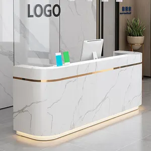 Modern small marble metal cash register beauty salon bar reception desk custom color front desk