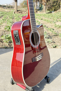 Guitarra electroacústica de 12 cuerdas Aiersi, color rojo brillante, de caoba, con cutaway, para amantes de la música. - Product Image 5