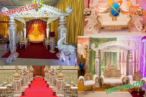 Mandap de Fibra de Vidrio para Bodas Hindúes, Diseño de Pavo Real Dorado, Ligero, Moderno, Personalizable en Tamaño y Color, Glorioso Diseño - Product Image 4