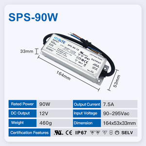 Hyrite UL IP67 กันน้ำสำหรับอุตสาหกรรม กำลังไฟ 12V 24V 60W 90W SMPS LED สวิตชิ่งเพาเวอร์ซัพพลาย AC DC ไดรเวอร์ ป้องกันการโอเวอร์โหลด - Product Image 3