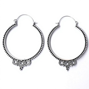 Very Light Weight Hoop Earring Silver Hoop Earring Boho Statement Jewelry Wholesale - Product Image 3