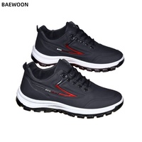 BAEWOON B26 Chaussures décontractées légères pour étudiants, chaussures de travail imperméables pour la marche et les loisirs, chaussures à semelle souple, chaussures en cuir antidérapantes
