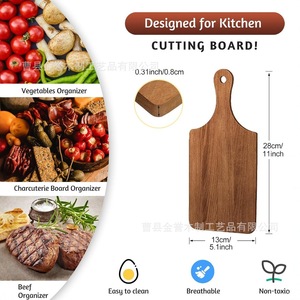 Planche à steak rectangulaire en bois d'acacia avec poignée pour hôtel, cuisine, usage domestique, découpe de fruits et légumes, plateau de service pour pizza - Product Image 2