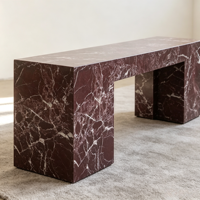 Tables basses modernes de luxe en marbre Rosso Levanto, style nordique, meubles décoratifs pour salon en pierre naturelle sur mesure