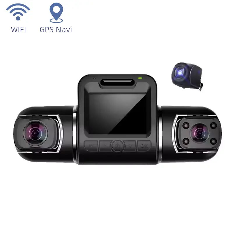 3 Lens Auto Camera Dashcam Full Hd 1080P Parking Monitor Videocamera Dvr Recorder Met Wifi Gps