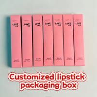 Venta al por mayor, tamaño personalizado y logotipo, etiqueta privada de lujo, rosa, brillo de labios, lápiz labial, cosmético personalizado, caja de papel de embalaje plegable