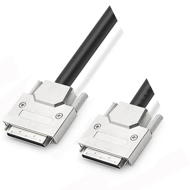 Custom SCSI Cable HPDB68 for VHDCI68 Industrial High Speed Soft Connector with Large Pin Bit Nylon Housing Male to Female