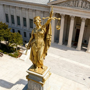 Estatua de la Diosa de la Justicia de Bronce Dorado de Tamaño Real para Exteriores, Decoración Temática Legal para Plazas de Justicia, Edificios Gubernamentales - Product Image 4