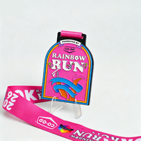 Médailles de sport personnalisées en alliage de zinc émaillé coloré, récompenses de course à pied personnalisées avec ruban imprimé, vente en gros