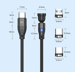 2m 6ft 540 gradi ruotare <span class=keywords><strong>3</strong></span> in 1 <span class=keywords><strong>3</strong></span> in1 4 in1 tipo C PD 60w 27w rotante magnetico cavo di ricarica rapida per iphone <span class=keywords><strong>Samsun</strong></span> - Product Image 6