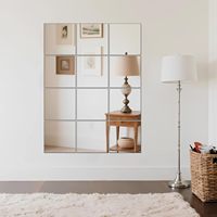 Glass Full Length Wall Mirror Tiles Frameless Body Tiles for Bedroom Mounted Home Gym Door