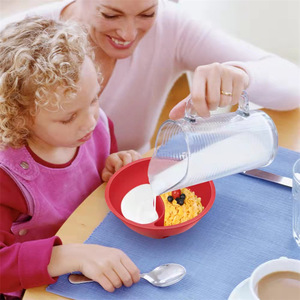 Cereal Bowl With Dry Wet Separation <b>Red</b> And White Straight Body For Kids Breakfast Tableware Household Use - Product Image 1