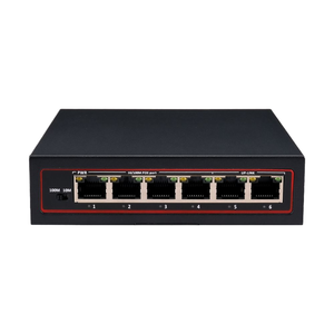 งบประมาณ60W POE 4 + 2 Uplink 100Mbps อีเธอร์เน็ตสวิตช์ SNMP 4 QoS 802.af/ พอร์ต VLAN รองรับการส่งข้อมูลสูงสุด100M 1.2g - Product Image 1