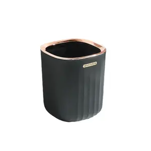 Desktop Trash Can Plastic Office Storage Bucket Light Luxury Wind Without Cover With Pressure Ring Living Room Paper Basket
