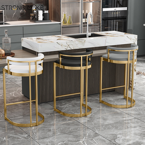 Luxury Nordic Kitchen Sillas Para Barra Modern Back <strong>Bar</strong> <strong>Stool</strong> Cafe High Chair Black and <strong>Gold</strong> Velvet <strong>Bar</strong> <strong>Stools</strong> - Product Image 5