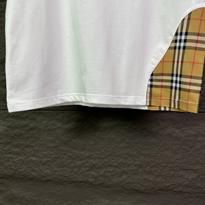 2026 Top-Quality Casual Fashion 100% Cotton Plaid Design Bur berry Classic Short-Sleeved T-<b>Shirt</b> For Men - Product Image 3