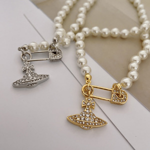 Collar Vintage con Colgante de la Reina Madre del Planeta, Circonita Cúbica, Perla, Aleación Chapada en Oro, Cadena para Clavícula, Estilo Occidental, Venta al por Mayor para Mujer - Product Image 3