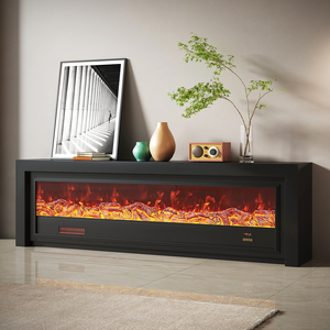 Support TV moderne en bois massif MDF blanc minimaliste avec foyer électrique pour téléviseur de 65 pouces - Product Image 5
