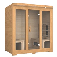 Sauna infrarouge lointain en bois de cèdre rouge à prix d'usine, sauna sec pour 3 personnes, salle de sauna avec chauffage