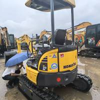 Mini-excavatrice sur chenilles en caoutchouc Komatsu PC20MR de 2 tonnes d'occasion, d'origine japonaise, mini-excavatrice d'occasion pour ferme et jardin