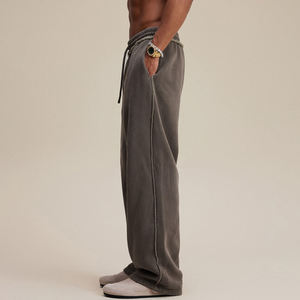 <span class=keywords><strong>Pantaloni</strong></span> Sportivi Personalizzati all'Ingrosso, 380gsm in Misto Cotone, <span class=keywords><strong>Grigio</strong></span> <span class=keywords><strong>Scuro</strong></span>, Traspiranti, Larghi, Effetto Lavaggio Acido, Gamba Larga per Uomo - Product Image 2