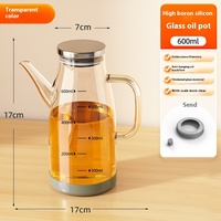 Pot minyak kaca borosilikat tinggi, wadah penyimpanan tinggi anti lengket dari baja dapur, botol minyak rumah tangga tahan panas