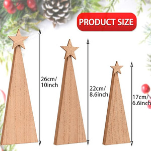 Wooden <b>Christmas</b> <b>Tree</b> Ornaments Set 2 Cm Depth 8.9 Cm Width 25.9 Cm Height <b>Mini</b> Desktop Decor For Holiday Home Decoration - Product Image 3