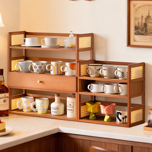 <b>Desktop</b> multi-functional storage rack, multi-tiered <b>shelf</b>, office tiered rack, cup holder, organizer, storage rack, small - Product Image 1