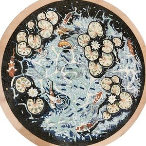Pavimento della Lobby piastrelle di lusso in marmo mosaico medaglione murale - Product Image 1